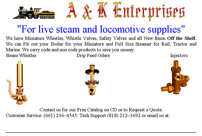 entire A-K ad picture of oiler, whistle and valve and related text